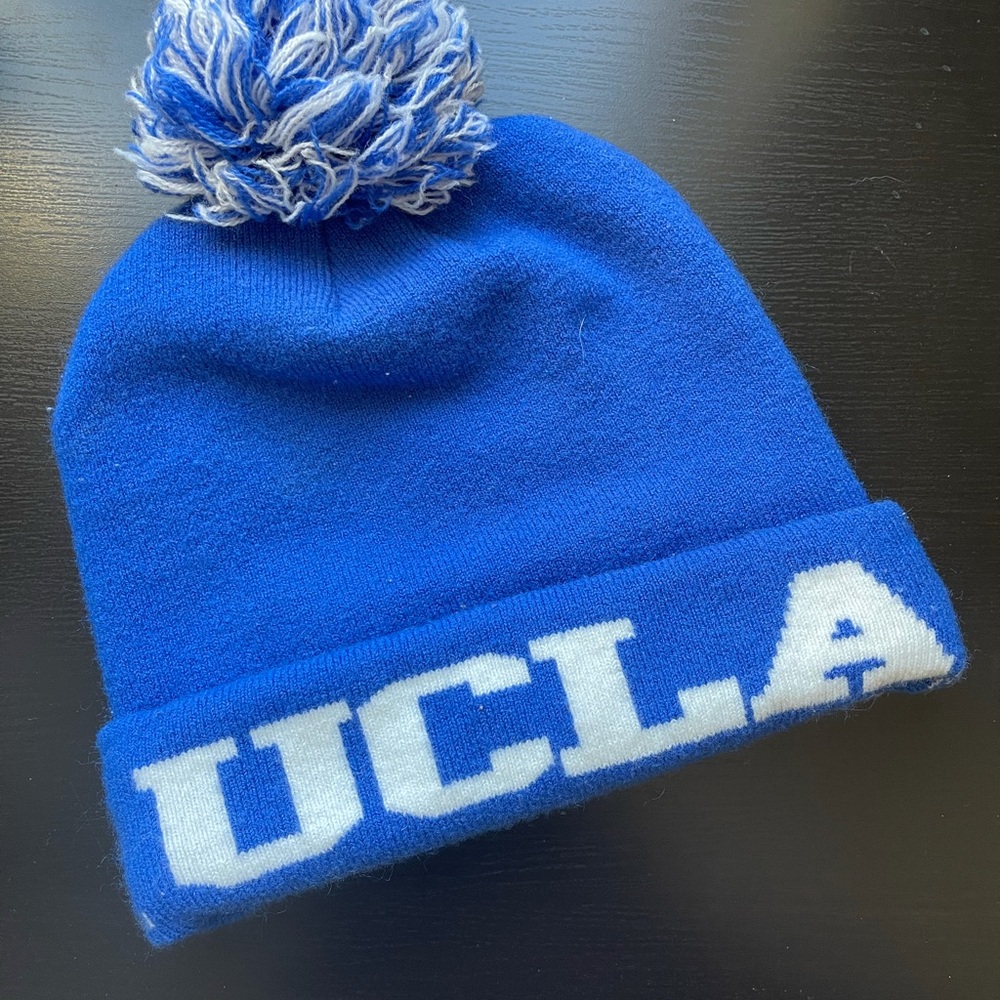 UCLA blue puff beanie